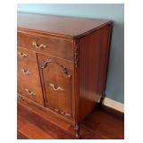 DR - Vintage Wood Sideboard Buffet with Ornate Brass Hardware