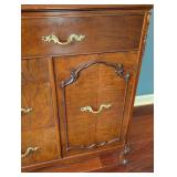 DR - Vintage Wood Sideboard Buffet with Ornate Brass Hardware