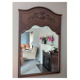 LR - Mahogany Wall Mirror with Ornate Carved Frame