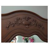 LR - Mahogany Wall Mirror with Ornate Carved Frame
