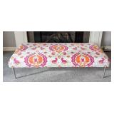LR - Custom Upholstered Ottoman Bench with Colorful Floral Pattern