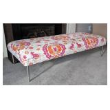 LR - Custom Upholstered Ottoman Bench with Colorful Floral Pattern