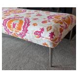 LR - Custom Upholstered Ottoman Bench with Colorful Floral Pattern