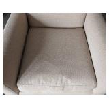 LR - Room and Board Taupe Armchair with Metal Legs