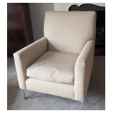 LR - Room and Board Taupe Armchair with Metal Legs