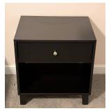 ML - Black Nightstand with Drawer and Open Shelf