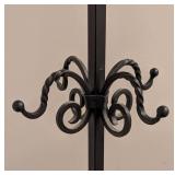 LR - Decorative Wrought Iron Standing Coat Rack with Decorative Scrollwork