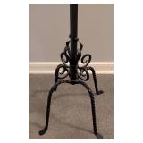 LR - Decorative Wrought Iron Standing Coat Rack with Decorative Scrollwork