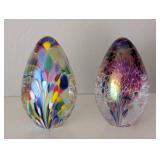 LR - Pair of Glass Eye Studio Art Glass Paperweights