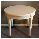 UL - Cream Painted Accent Table with Carved Details