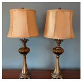 LR - Pair of 28-Inch Decorative Table Lamps with Fabric Shades