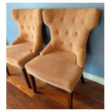 LR - Pair of Pier 1 Upholstered Side Chairs with Button Tufting