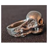 LR - Sterling Silver Skull Ring Size 8
