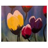 LR - Framed Tulip Painting with Colorful Blooms