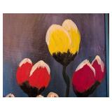 LR - Framed Tulip Painting with Colorful Blooms