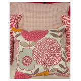LR - Set of 6 Decorative Throw Pillows Pink and Floral Patterns