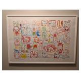 ML - Framed Ikea Print with Abstract Cartoon Design