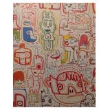 ML - Framed Ikea Print with Abstract Cartoon Design