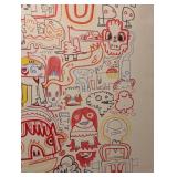 ML - Framed Ikea Print with Abstract Cartoon Design