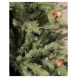 ML - Frontgate 7.5 Foot Artificial Christmas Tree with Pine Cones and Light Strings