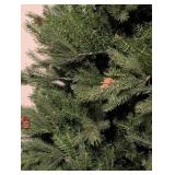 ML - Frontgate 7.5 Foot Artificial Christmas Tree with Pine Cones and Light Strings