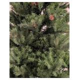 ML - Frontgate 7.5 Foot Artificial Christmas Tree with Pine Cones and Light Strings