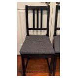 SR - Pair of IKEA Black Wood Dining Chairs with Cushions