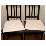 SR - Pair of IKEA Black Wood Dining Chairs with Cushions
