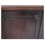 LR - Vintage Mahogany Cabinet with Carved Details and Brass Handles
