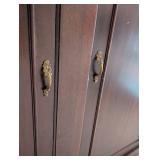 LR - Vintage Mahogany Cabinet with Carved Details and Brass Handles