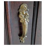 LR - Vintage Mahogany Cabinet with Carved Details and Brass Handles