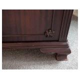 LR - Vintage Mahogany Cabinet with Carved Details and Brass Handles