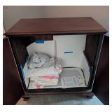 LR - Vintage Mahogany Cabinet with Carved Details and Brass Handles