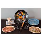 ML - Norwegian Decor Collection with Hand-Painted Plate, Trays, Candleholder, and Ceramic Pieces
