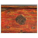 ML - Painted Wooden Decorative Cabinet with Brass Accents and Animal Carvings