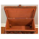 ML - Painted Wooden Decorative Cabinet with Brass Accents and Animal Carvings