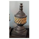 ML - Pair of Decorative Bookends with Gold Accents and Wrought Iron Design