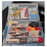 ML - Pair of Fishing Poles with Reels and Assorted Tackle Boxes and Lures