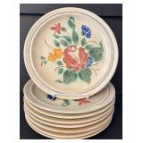 DR - Set of 8 Red Wing Pottery Orleans 10-Inch Plates 1950s