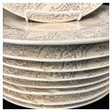 DR - Pottery Barn Scarlet 9 Dinner Plates and 10 Mugs Set with Paisley Pattern