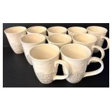 DR - Pottery Barn Scarlet 9 Dinner Plates and 10 Mugs Set with Paisley Pattern