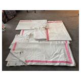 LR - Set of 6 PB Teen White Drapery Panels with Pink Ribbon Trim, 52 x 84 Inches