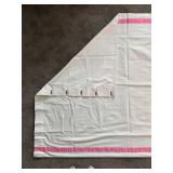 LR - Set of 6 PB Teen White Drapery Panels with Pink Ribbon Trim, 52 x 84 Inches