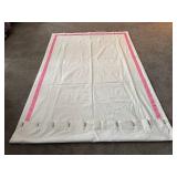 LR - Set of 6 PB Teen White Drapery Panels with Pink Ribbon Trim, 52 x 84 Inches