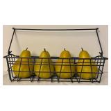 DR - Decorative Metal Basket, Fruit Bowl, and Assorted Faux Fruit Kitchen Decor Set