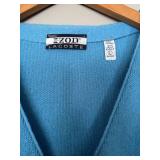 LR - Vintage 1970s Izod Lacoste Light Blue V-Neck Cardigan Size Large