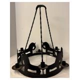 DR - Wrought Iron Farm Animal Decorated Chandelier by Little Mtn. Blacksmith, 19in Tall