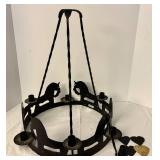 DR - Wrought Iron Farm Animal Decorated Chandelier by Little Mtn. Blacksmith, 19in Tall
