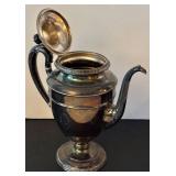 LR - 4-Piece Vintage Silver-Plated Tea Set with Tray and Lidded Sugar Bowl, Moore & Co