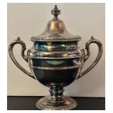 LR - 4-Piece Vintage Silver-Plated Tea Set with Tray and Lidded Sugar Bowl, Moore & Co